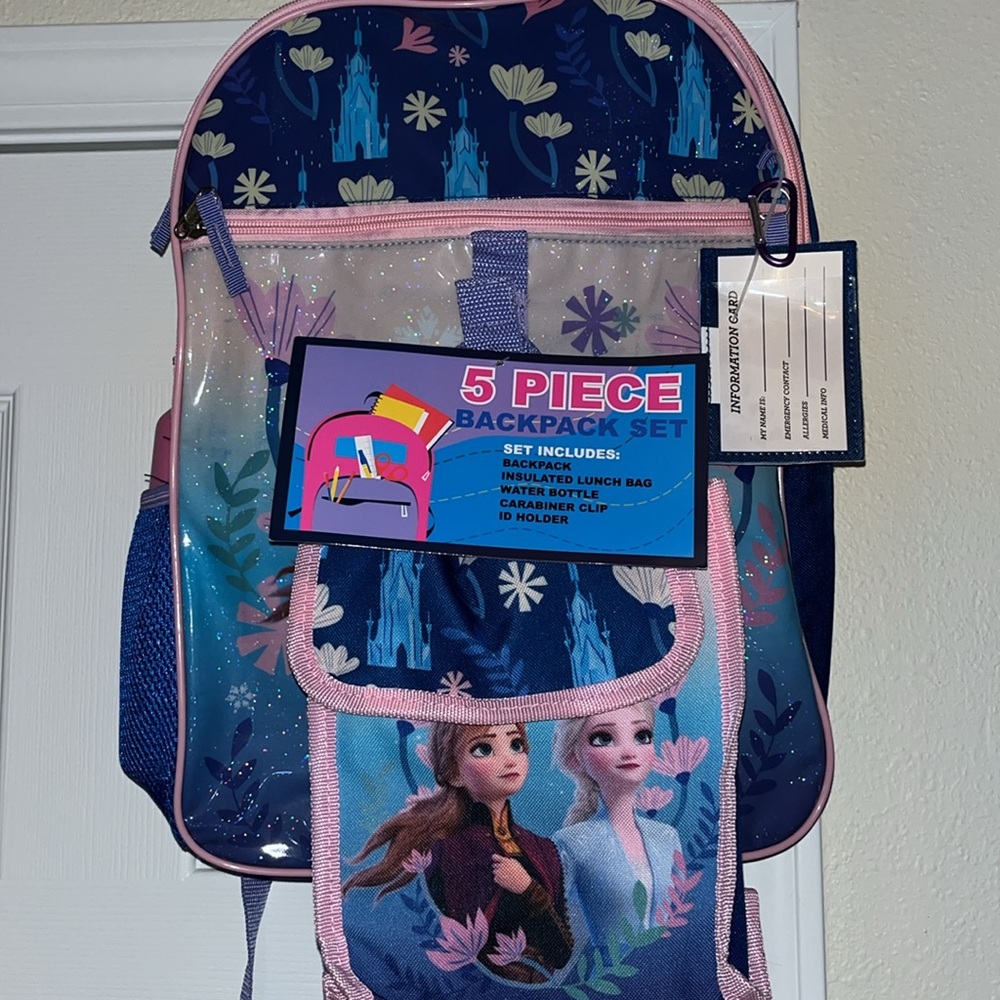 Bioworld Disney Frozen-Themed Backpack 5-Piece Set NWT Elsa & Anna